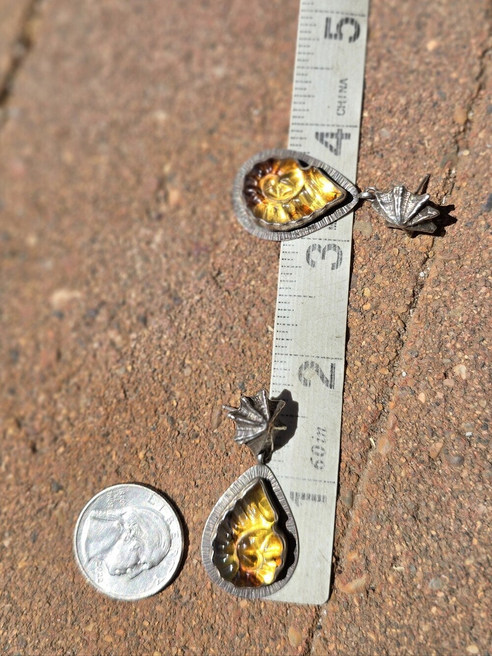 Artisan Shiny Objects Handcrafted Solid 925 Sterling Silver Amber Ammonite View 5